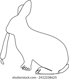 continuous line animal rabbit eating carrot black and white illustration