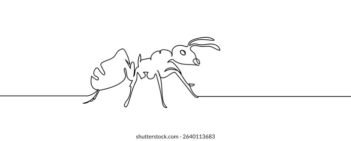continuous line ant Vector art lines, transparent background.