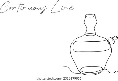 continuous line of antique jugs on white background
