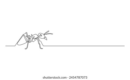 continuous line of ants.ants themselves walking in one line drawing.single line vector illustration