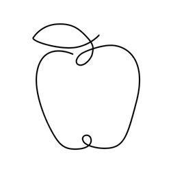 Continuous Line Apple Vector Illustration