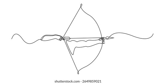 continuous line archery sport.single line drawing of archery sport competition.single line vector illustration