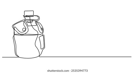 continuous line of army drink containers.one line drawing of military drink packaging.single line vector illustration.isolated white background