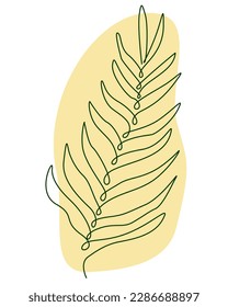 Continuous line art abstract hand drawn doodle sketch of palm leaf. Vector illustration