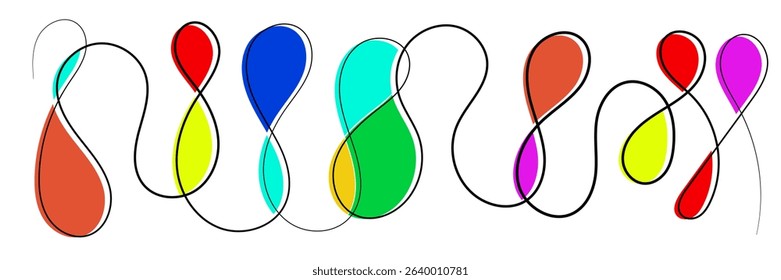 continuous line art abstract shape with color.line art for wall painting,banner,background and others.vector illustration eps 10