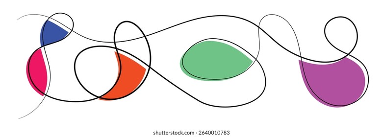 continuous line art abstract shape with color.line art for wall painting,banner,background and others.vector illustration eps 10