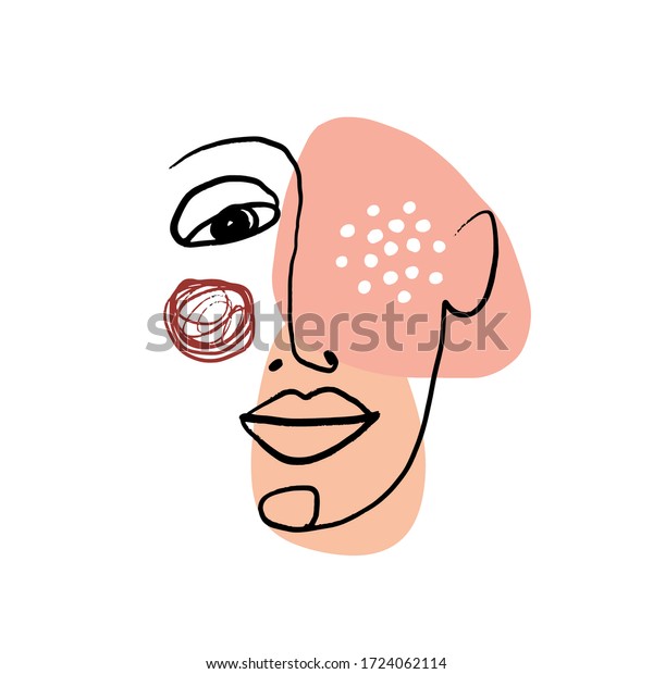 Continuous Line Art Abstract Woman Face Stock Vector Royalty Free 1724062114 Shutterstock 8083