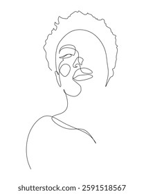 Continuous line art of a afro african woman illustration 