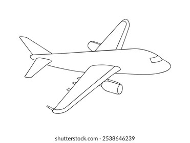 Continuous Line Art of an Airplane. Minimalist Travel and Aviation Illustration