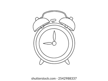 Linha de Arte Contínua de um Relógio Despertador - Tempo Minimalista e Ilustração de Despertar