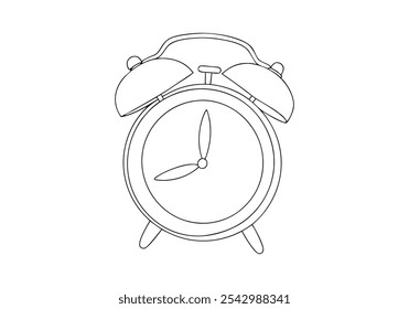 Linha de Arte Contínua de um Relógio Despertador - Tempo Minimalista e Ilustração de Despertar