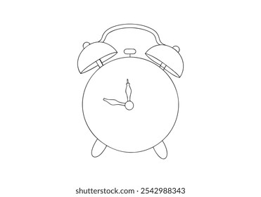 Linha de Arte Contínua de um Relógio Despertador - Tempo Minimalista e Ilustração de Despertar