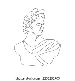 continuous line art apollo statue vector ancient