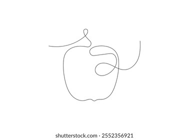 Continuous line art  Apple design. Fruits concept continuous line art, Vector illustration