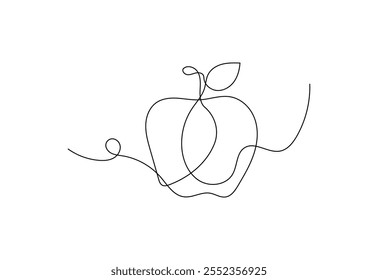 Diseño de Apple de arte de línea continua. Concepto de frutas arte de línea continua, Ilustración vectorial