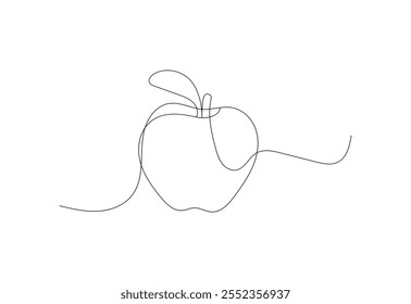 Continuous line art  Apple design. Fruits concept continuous line art, Vector illustration
