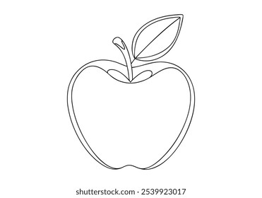 Continuous Line Art of an Apple – Minimalist Fruit Illustration for Kitchen Decor
