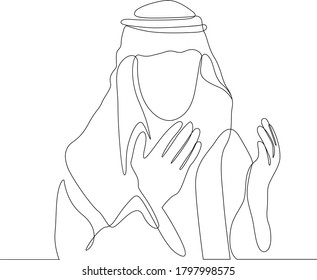 continuous line art of arabian moslem prayer