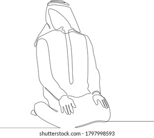 continuous line art of arabian moslem prayer