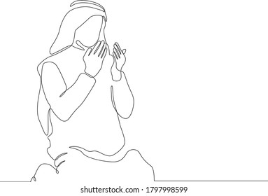 continuous line art of arabian moslem prayer
