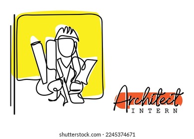 Continuous line art of an architect. Social media or log picture. Vector graphic resources.