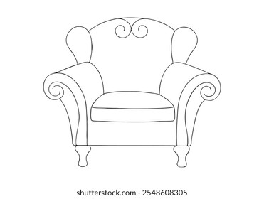 Continuous Line Art of Armchair – Minimalist Furniture and Interior Design Illustration