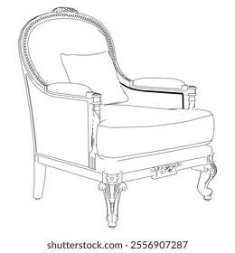 Continuous Line Art of Armchair – Minimalist Furniture and Interior Design Illustration