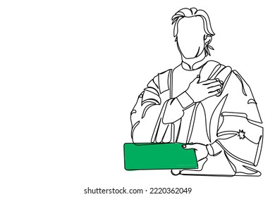 Continuous Line Art Of An Asian Man. Pakistani Culture. Vector Of Adult Man From Pakistan. Leadership. University Faculty And Vice Chancellor Khan From Pakistan. Ethnic People Art. Graduation Art