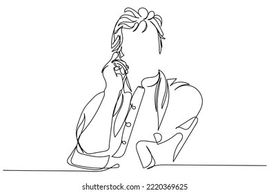 Continuous Line Art Of An Asian Man. Pakistani Culture. Vector Of Adult Man From Pakistan. Leadership. Concept Of Vision For Life. Muslim Man. Khan From Pakistan. Ethnic People Art. Messy Hair