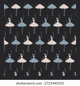 Linha contínua de arte bailarina dança movimento padrão. Perfeito para estampas de moda, papel de parede, papel de embrulho, marca de escola de dança, decoração de quarto infantil e criativo
