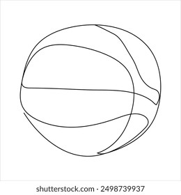 Continuous line art of a basket ball, Suitable for Web Page, Mobile App, UI, UX and GUI design.