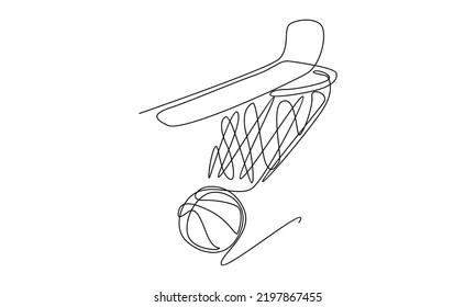 continuous line art of basketball