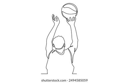 arte de línea continua de ilustración de jugador de baloncesto