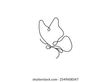 Continuous Line art of beautiful Butterfly drawing, vector design concept