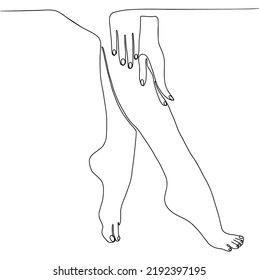 Kontinuierliche Line-Kunst von schönen, anmutigen weiblichen Beinen mit Händen und Füßen einer jungen Frau auf weißem Hintergrund