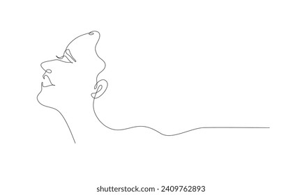 Continuous line art of a beautiful woman face ,editable lineart vector illustration.