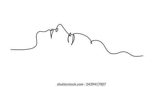 Continuous line art of a beautiful woman is sleep happily in editable lineart vector.