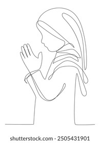 Continuous line art of Beautiful women in hijab.