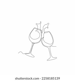 continuous line art of beer glass black white background