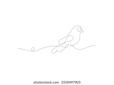 Continuous line art Bird drawing, Vector design template