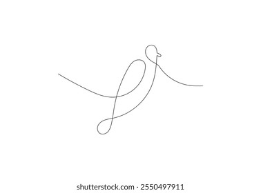 Continuous line art Bird drawing, Vector design template