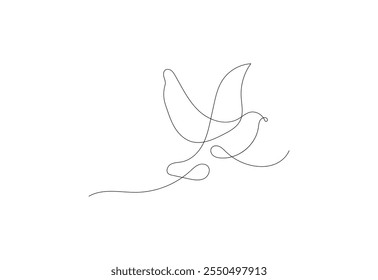 Continuous line art Bird drawing, Vector design template