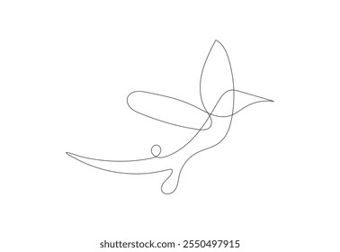 Continuous line art Bird drawing, Vector design template