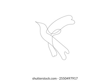 Continuous line art Bird drawing, Vector design template