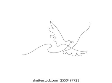 Continuous line art Bird drawing, Vector design template