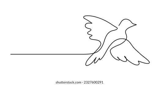 Continuous line art of a bird. Lineart vector illustration.