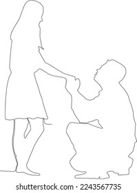 continuous line art black and white love symbol drawing