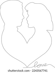 dibujo de línea continua dibujo de símbolo de amor en blanco y negro
