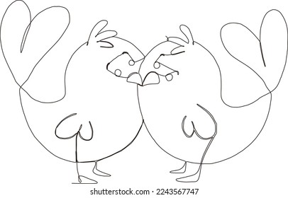 continuous line art black and white love symbol drawing