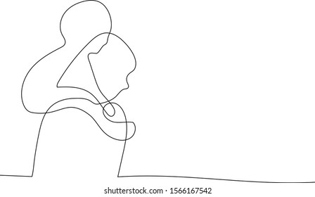 Continuous line art of boy riding her mother's neck.